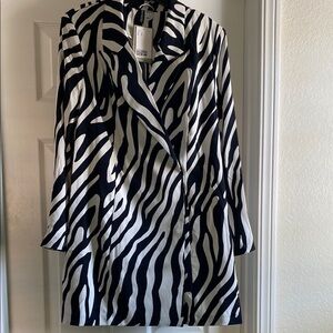 H&M Black and White Wrap Dress with Notched Collar
